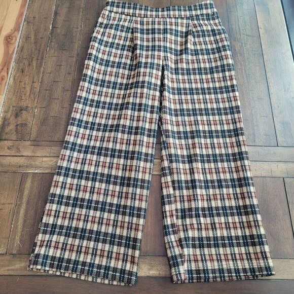 Jules & Leopold Plaid Straight-Leg Crop Pants S/P - Picture 1 of 5